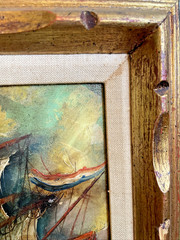 VNTG-ANTIQUE – 18TH CENTURY SHIP BATTLE OIL PAINTING BY VASSELLI – SIGNED
