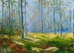 Painting „Young Forest“. Oil on hardboard. 5×7 inc. Handmade. 2026. Unframed.