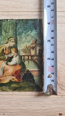 Antique French 1850s Religious Miniature Painting Madonna Child Gilt Frame
