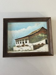 Oil Painting Of Weathered House Signed By Wilanese 10×8 Brown Framed Artwork