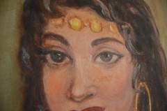 Vintage Gypsy Art Painting on Board Original Signed MCM Art by Nia Dondo