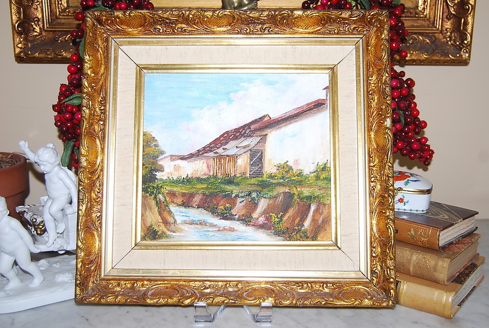 FRAMED ORIGINAL OIL LATIN AMERICAN RUSTIC SCENE BY JAIME REYES SIG JAIME RAFAEL