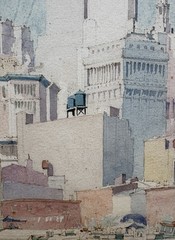 ERNEST DAVID ROTH Original Signed 1934 Watercolor Painting New York City Skyline