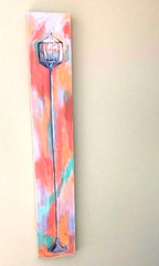 Cupcake Painting Cake on Dessert Stand Tall Thin Original Wall Art Bakery 48×8