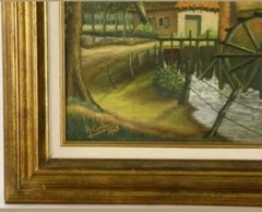 FAMOUS BOSTONITE ARTISTS H. CORBEY 1943 GRIST MILL STREAM LANDSCAPE CANVAS
