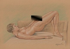 Original drawing A4 Art Colored Pencil painting male model on kraft paper 105