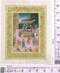 Hand Made Miniature Painting Of Mughal Persian Court Scene On Silk Cloth7x9