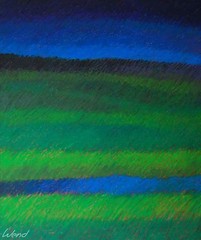 Original Oil Pastel Painting Titled „Nightfall In Blue Valley“ by Daniel Wend