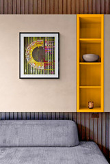 Abstract Mixed Media Painting – Vinyl Record and Sunflower Fusion, Oil and Acryl