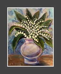Lilly Of Valley Acrylic Painting Flower Bouquet Wall Art 8×10 Floral Wall Decor