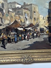 Antique Impressionist Painting Street Scene Signed Listed Famous 1920’s Oil