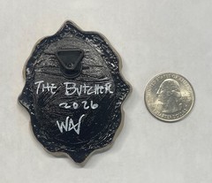 Orig. miniature painting The Butcher 2.75×2”acrylic/ linen Artist WAV signed COA