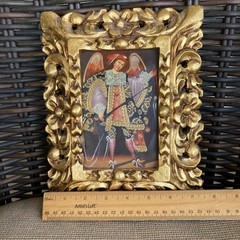 Cusco School of Art Revival Retablo Archangel Gold Gilt Wood Frame