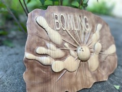 Bowling Wood Carving Multicolor Picture Woodworking 3D Handmade Wall Decor Bowle
