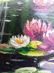 Water Lilies Original Oil Painting 6×4 Framed Signed Lotus Lake Landscape Art