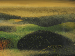 Eyvind Earle „HILLSIDE THROUGH THE FOG“ original oil painting 41cm x 46.5cm