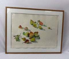 Bernard Chaet -“Pears” August 1981 Framed watercolor-graphite on paper