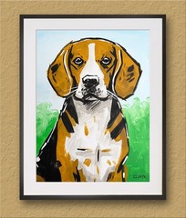 Original Beagle Pop Art Acrylic Dog Painting – 16×12″ Stretched Canvas