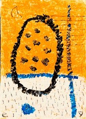 e9Art ACEO ‚the logic of solitary man‘ outsider childlike primitive naive art