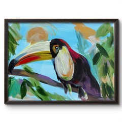 COLORFUL JUNGLE TOUCAN 14X11 ABSTRACT ORIGINAL COLORFUL ART MODERN HOME
