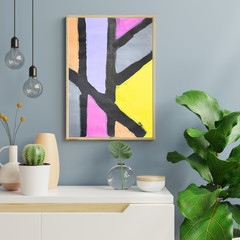 Geometric Abstraction 114×11 Multi-Color Original Hand Painted Paper #1