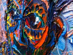 AFRICAN MASK OIL█PAINTING REALISM ART█SIGNED VINTAGE ORIGINAL█EXPRESSIONIST POP█