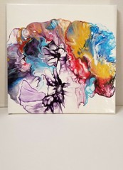 Original Abstract Acrylic Fluid Art Painting On Canvas 12in × 12in× 0.5in