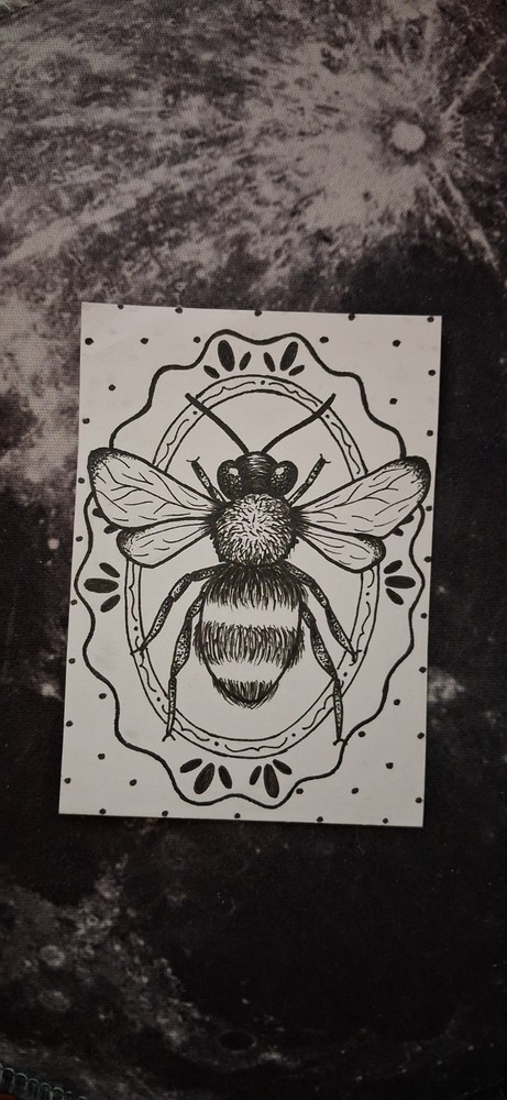 ACEO Original Art – Bee on Plate Done In Pen & Ink