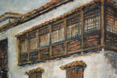 FRAMED SIGNED ORIGINAL OIL COLONIAL BUILDING OLD HAVANA, CUBA ARTIST HECTO VIDAL
