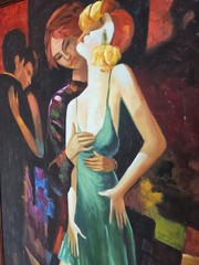 Rare Sandra J. Campbell Framed Large Original Oil Painting Dancing 44″x32″ Art