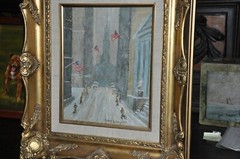 ‚ New York City Winter scene ‚ by Listed Artist Guy Wiggins (1883 – 1962 )