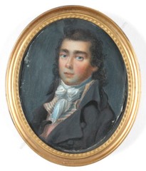 „Portrait of a young gentleman“, fine French miniature, ca.1795
