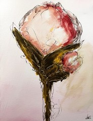 Original Abstract Expressionism 12×16 Flower Bud Handmade Signed Fine Art 344