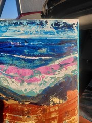 Abstract Seascape Landscape Painting on Canvas, Small, Unframed, Single Piece