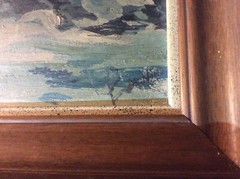 Rare~Mary Altha Nims~Original Oil Board Painting~Moonlit House~Winters Night~Art