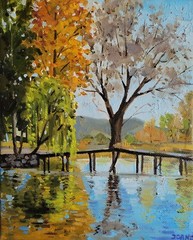 Landscape oil painting on canvas, Autumn, 40x50cm, Signed