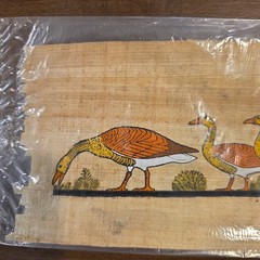 Vintage Egyptian Papyrus Painting Hand Painted Hieroglyphics Art 4×12 1970s