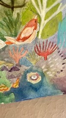 ORIGINAL Gouache Mix media MERMAID 8″x10″ by RLL Handmade