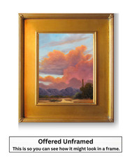 Jeff Love Art 14X11″ Original Oil Painting Arizona Cactus Cloud Sunset Landscape