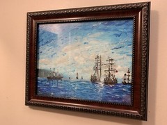 Dream Art Framed Painting Seascape War Ship United British and American Fleet