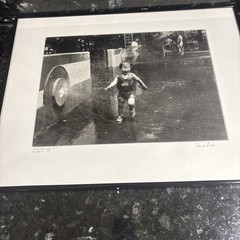 Signed By Artist David Snider 1991 Fine Art Print “Child In Water” Framed 18×14”