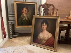 Waldorf Astoria Hotel Provenance – Antique 19th/20 Portrait Canvas Oil Paintings