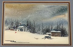 Lu Fuller Original Watercolor Painting “Left Out In The Field” Winter Landscape