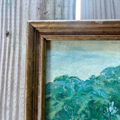 W. H. Partridge Oil Painting Landscape Cows Pasture Church Impressionist Framed