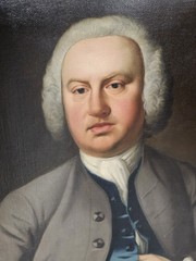18th C Early Anglo- American Colonial Gentleman Portrait Oil Painting on Canvas