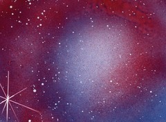 Painting of a Spiral Galaxy Space Scene Signed by artist Jason Girard.