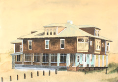 Vintage Ocean City Maryland Beach House Watercolor Painting Signed Jim Wilson 77