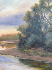 Oil Painting Montana Or Wyoming Landscape By Dennis Boyd Big Sky River Stream