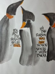 Penguin Framed Painting Original Artwork Signed by Artist