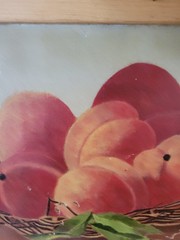 BEAUTIFUL~ Signed 1909 Peaches Fruit Still Life Oil Painting ON CANVAS